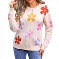 thumbnail image 3 of Suéteres Bonitos para Mujer, Jersey Floral de Larga, Prendas de Punto para Exteriores, Tops Y2K, Conjuntos Holgados para Invierno y Otoño 2025 Albaricoque M, 3 of 10