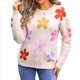 thumbnail image 3 of Suéteres Bonitos para Mujer, Jersey Floral de Larga, Prendas de Punto para Exteriores, Tops Y2K, Conjuntos Holgados para Invierno y Otoño 2025 Albaricoque L, 3 of 10