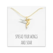 Hummingbird Necklace Gift – Cute Humming Bird Pendant – Charm Jewelry for Women, Girls and Kids – with Message Card