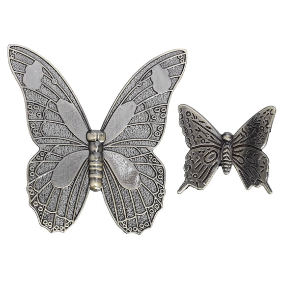 SHOWERORO Set of 2 Butterfly Knobs For Furniture Silver Zinc Alloy Realistic Look