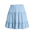 thumbnail image 4 of NAISIBABY Girls Tiered Skirt, A-Line Ruffles Casual Flowy High Rise Summer Pleatd Mini Skirt Light Blue Size 12, 4 of 6