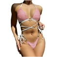 thumbnail image 2 of Elainilye Fashion Womens Bikini Set Two Piece Bathing Suit Sexy Love Drawstring Bikini Swimsuit Swimwear,Pink, 2 of 7