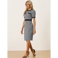 thumbnail image 4 of DARING DIVA Short Sleeve Contrast Bodycon Plaid Houndstooth Dress M Black, 4 of 6