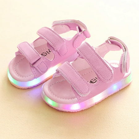 

HAXMNOU Children Kids Sport Boys Girls Kids Sandals LED Luminous Shoes Sneakers Pink