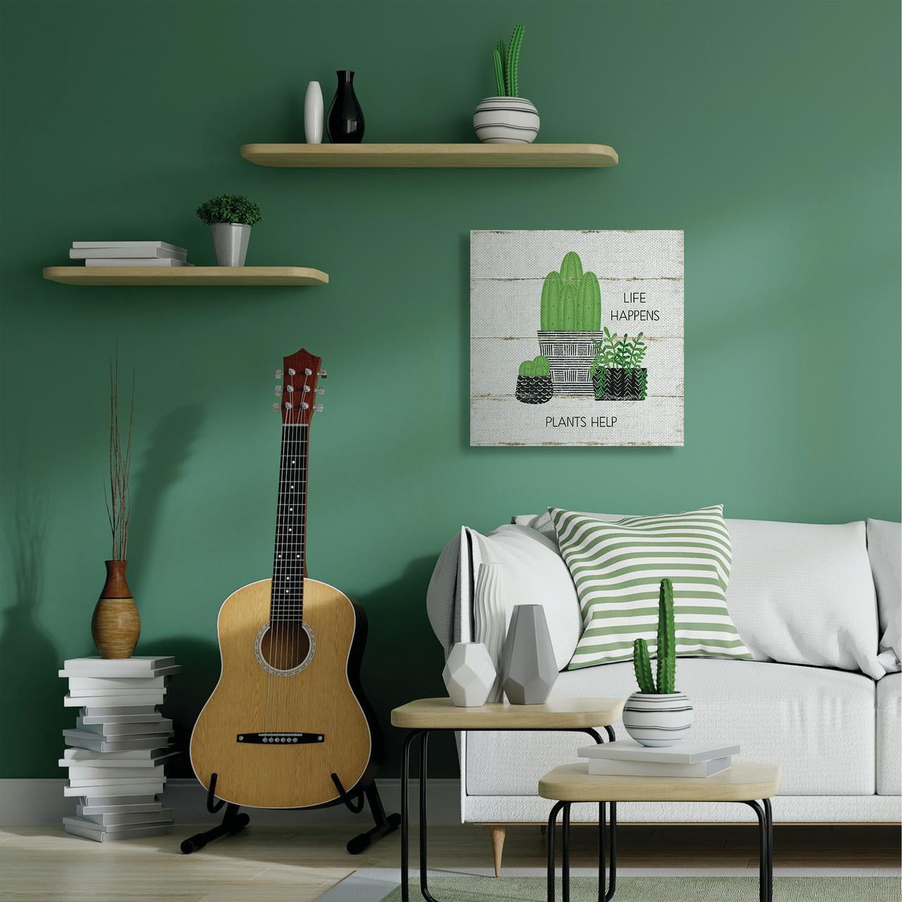 Stupell Home Décor Life Happens Cacti Succulents Wood Textured Design Canvas Wall Art by Jennifer Pugh