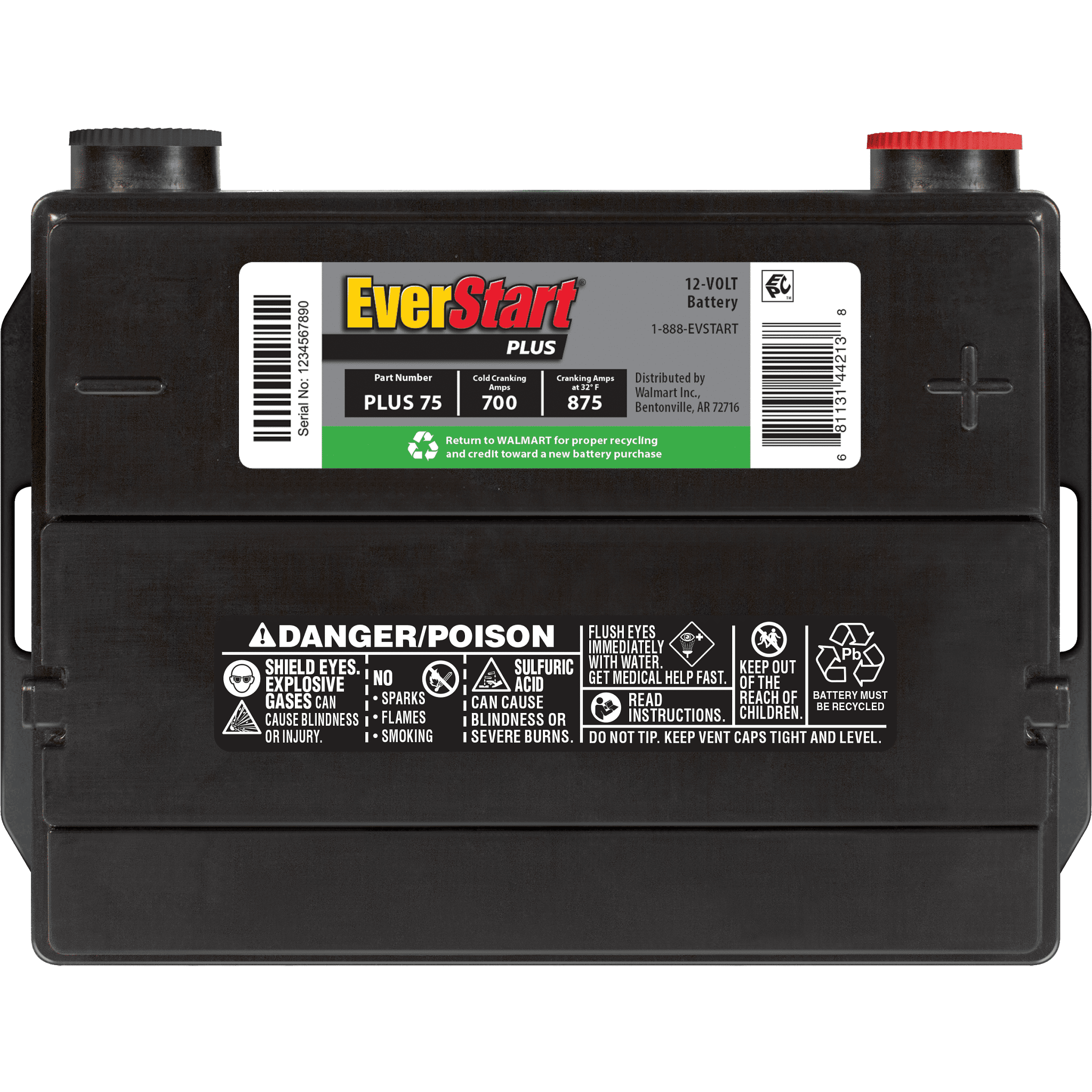 EverStart Plus Lead Acid Battery 12 Automotive Battery Group Size 75, 600 CCA Side Post for Car