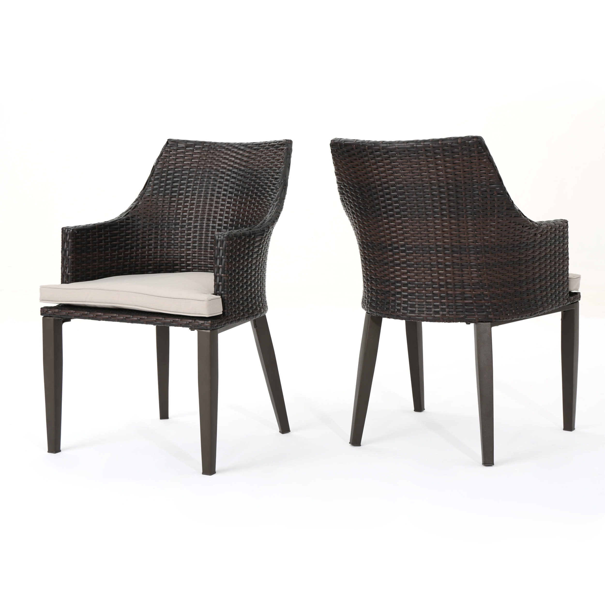 gray outdoor wicker dining chairs