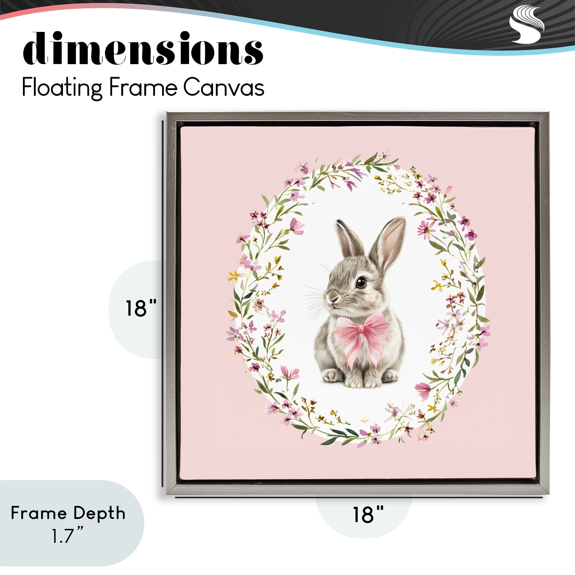 Stupell Industries Blush Pink Bunny Gray Framed Floater Canvas Wall Art, design by Christine Simpson Art