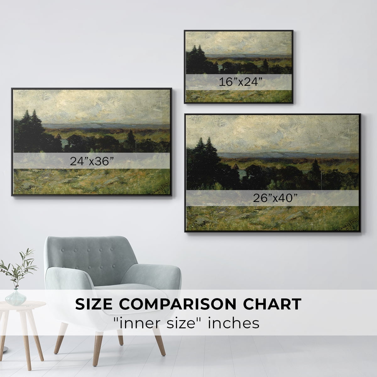 Vintage Landscape-MIII By Wexford Home Framed in Black Wood Gallery Wrapped Canvas 27 in. x 41 in.