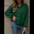 thumbnail image 4 of Sudadera con Capucha para Mujer, de Gran Tamaño, con Cuello en V, Informal, Cómoda, Básica, Moda de Otoño 2025. Verde L, 4 of 10