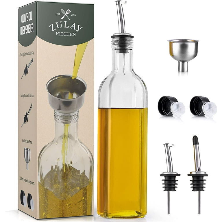 Zulay Kitchen Olive Oil Bottle Dispenser with Pour Spout Funnel