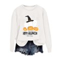 thumbnail image 2 of Ghost Pumpkin Halloween Sweatshirts for Women Long Sleeve Crewneck Happy Halloween Graphic Sweatshirt Pullover Tops, 2 of 5