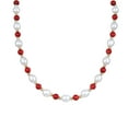 thumbnail image 3 of Gold Over Sterling Silver with Natural Red Coral, Pearl and Silver Beads Beaded Necklace, 3 of 3
