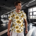 thumbnail image 3 of Wukai Sunflowers and Bees Print Men's Short-Sleeved Mesh T-Shirt,Quick-Dry Short Sleeve Workout T-Shirt-X-Large, 3 of 8