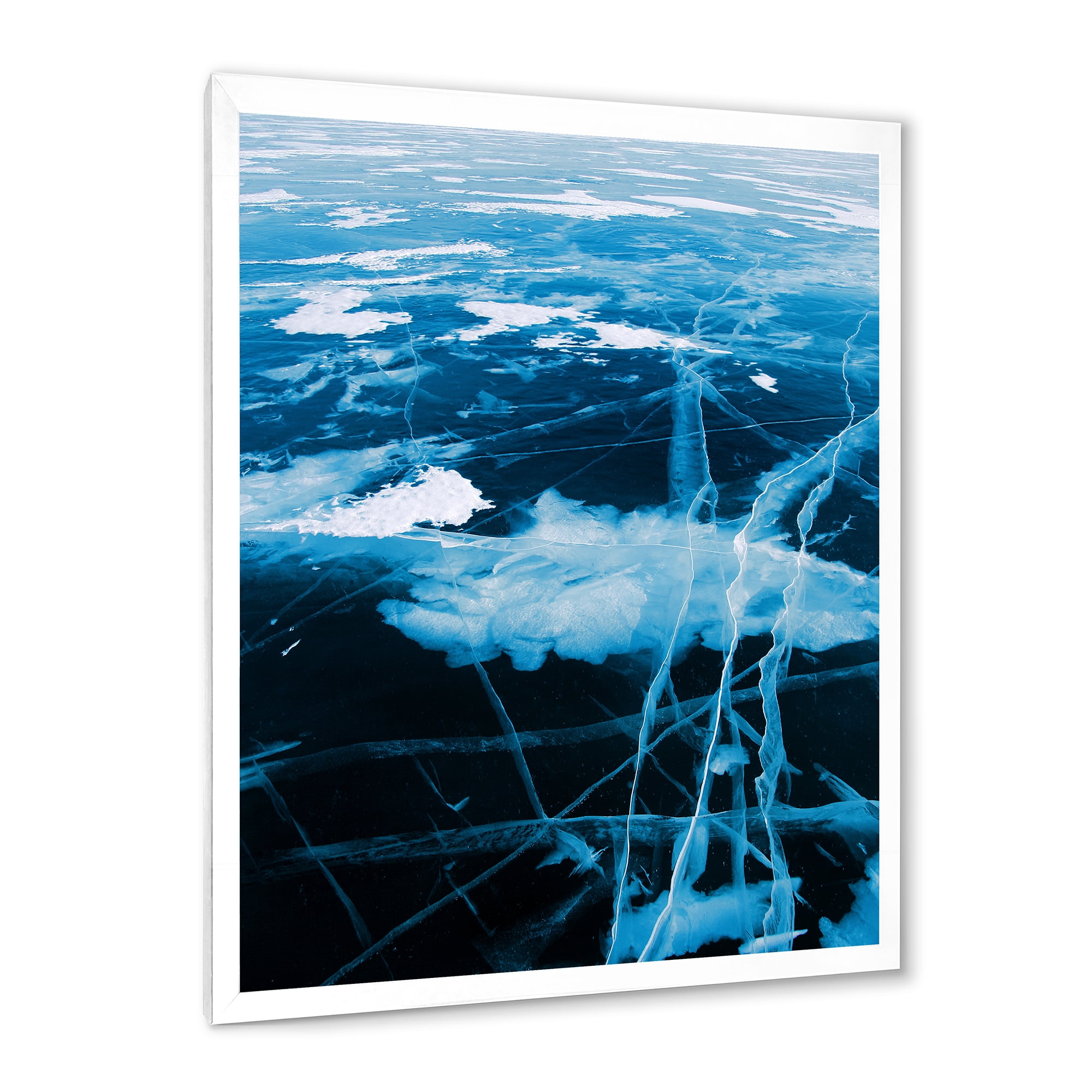 Designart 'White and Blue Ice Structure I' Modern Framed Art Print