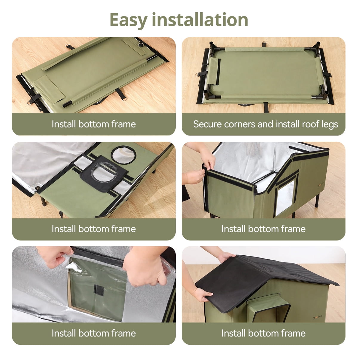 Heated Cat House Outdoor, DOMIPET Waterproof Large Insulated Winter Cat Shelter with Heating Pad for Multiple Cats Small Animals, Elevated Base, Escape Door & Roof Window