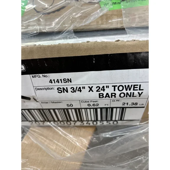 Jones Stephens 4141 3/4”X24” Stainless Steel Towel Bar Bar Only, Pack Of 2