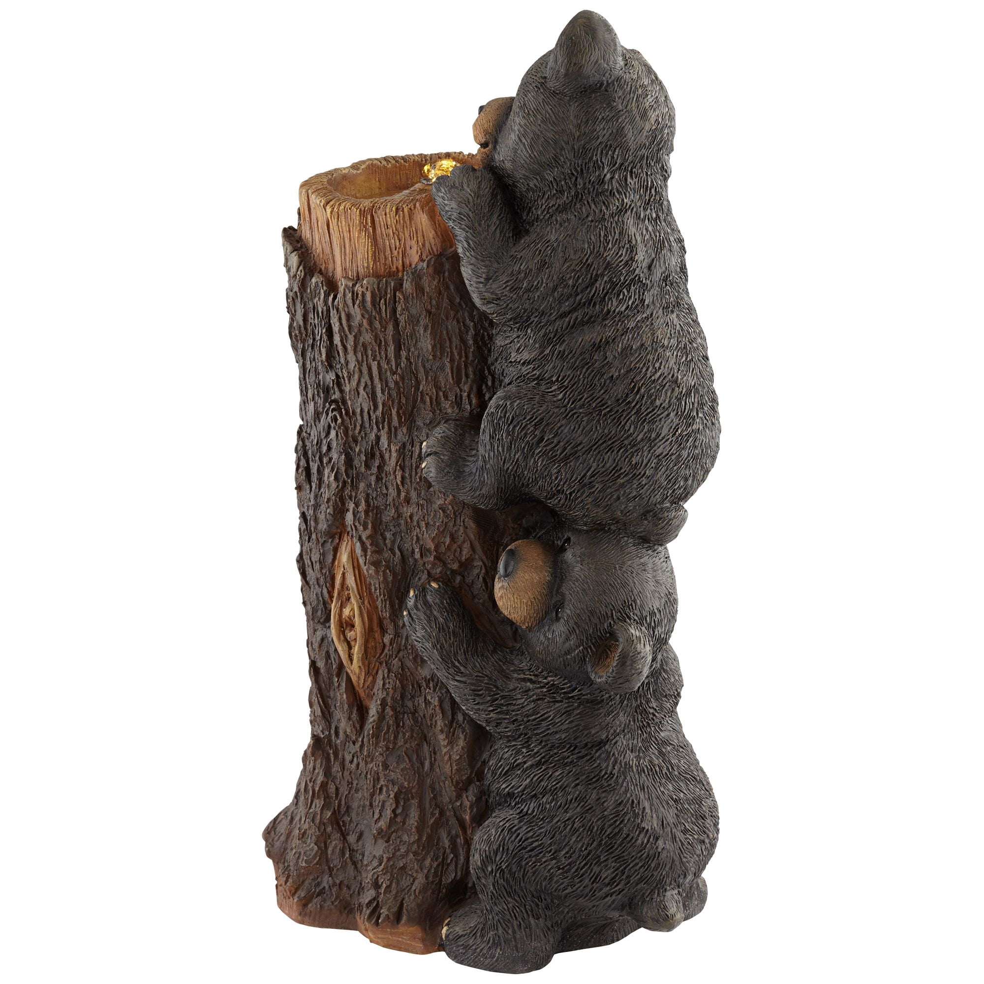 Bear Cubs on Log 28 1/2" High Large Rustic Indoor Outdoor Decor Resin Floor Fountain with Light LED Bubbler