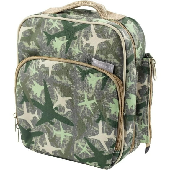 Bentology Insulated Lunch Box w Snack Pocket & Water Bottle Holder-Boys or Kids Jets School Lunchbox Tote Keeps Food Hotter or Colder Longer- Reusable Bag Fits Most Bento Boxes, Ice Packs