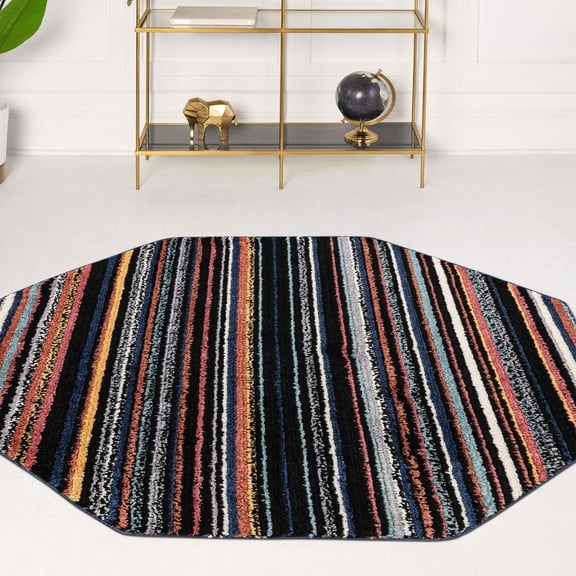 Unique Loom Tagine Collection Area Rug - Maryam (7' 10" Octagon Multi/Black)