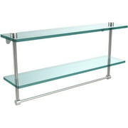 22" 2-Tiered Glass Shelf with Integrated Towel Bar (Build to Order)