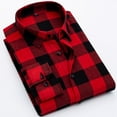 thumbnail image 4 of Mens Plaid Shirt Slim Fit Long Sleeve Shirt Button Turn Down Collar Casual Youth Style Shirt Watermelon Red XXL, 4 of 8