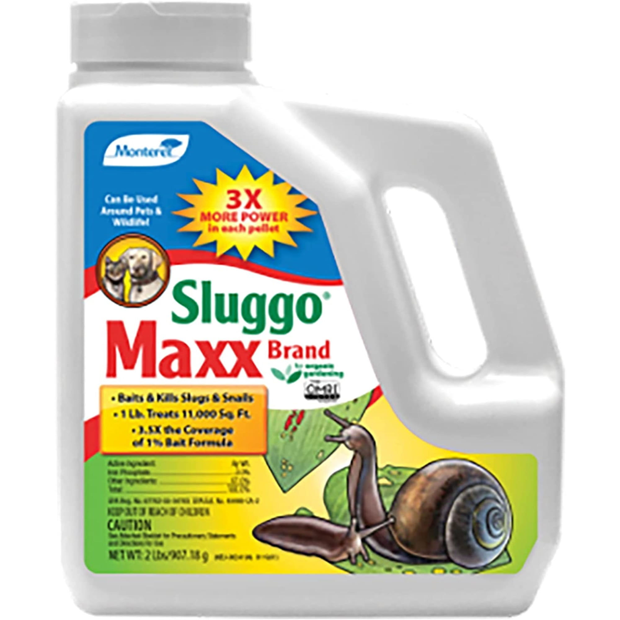 Monterey Sluggo Maxx Slug & Snail Killer Bait, 3 Iron Phosphate
