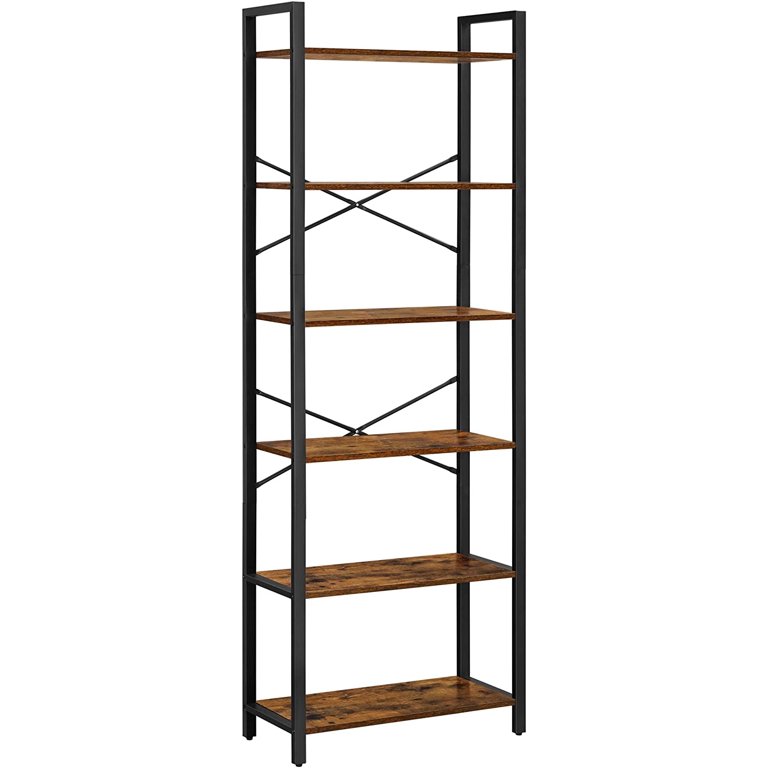 VASAGLE Bookshelf, 6-Tier Bookcase, Tall Display Shelf, Freestanding Storage Shelf, Room Divider, for Home Office, Living Room, Bedroom, Study, Rustic