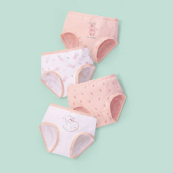 Wxirdiow Toddler Training Underwear Girls Little Girls' Soft Cotton Underwear Kids Cool Breathable Comfort Panty Briefs Toddler Undies Pink Size,4-5 Years