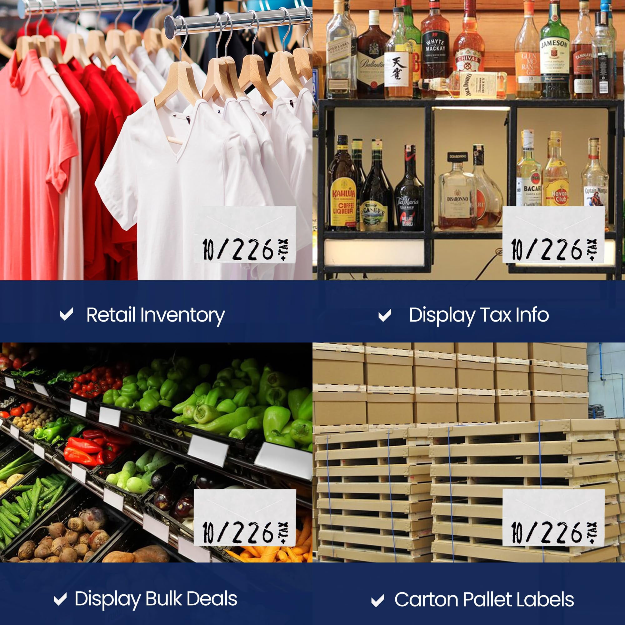 Perco White Price Marking Labels - 11,000 Blank Labels for Garvey Contact 22-6/22-7/22-8 Price Gun with Ink Roll Included - 9 Rolls, 1 Sleeve - Made in USA