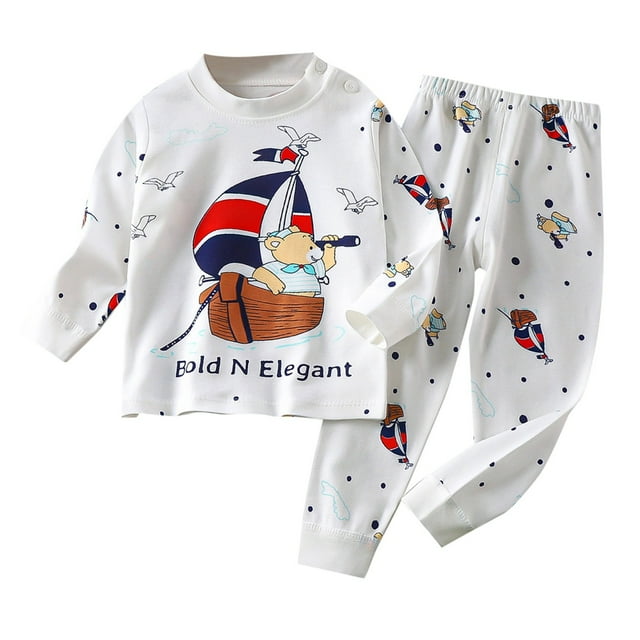 Ensemble de Pyjama pour Tout-Petites Filles, Col Ras du Cou à Motif, Doux et Confortable, Pyjama pour Enfants, Nuisette, Pyjama pour Tout-Petits Garçons 3-4 Ans, Vêtements pour Enfants