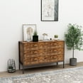 thumbnail image 5 of Industrial Style 6 Drawer Double Dresser,Rustic Brown Wood Storage Dresser Clothes Organizer with Sturdy Steel Frame, Chest with 6 Drawer, Storage Cabinet for Bedroom, Living Room, 5 of 10