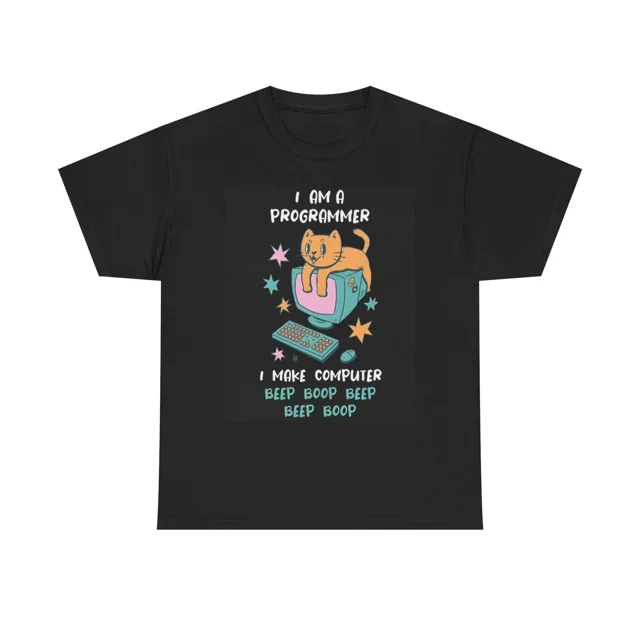 I Am A Programmer Funny Coding Cat Software Engineer Tech Humor Unisex T-Shirt D01818, up to size 5XL