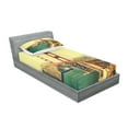thumbnail image 2 of Ambesonne Vintage Fitted Sheet & Pillow Sham Set, Old Style Bridge View, Twin, Brown and Blue, 2 of 2