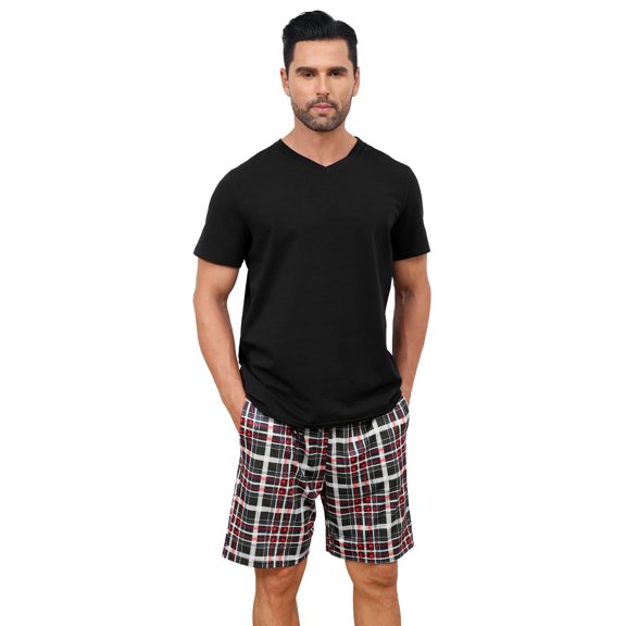 Short Sleeve Pajama Sets for Men 2 Piece Mens Short Pajamas Sets with Pockets Soft Comfy Mens Summer Sleepwear Set, S-XXL