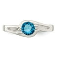 thumbnail image 5 of Sterling Silver Light Blue Round Bezel CZ Ring, 5 of 6