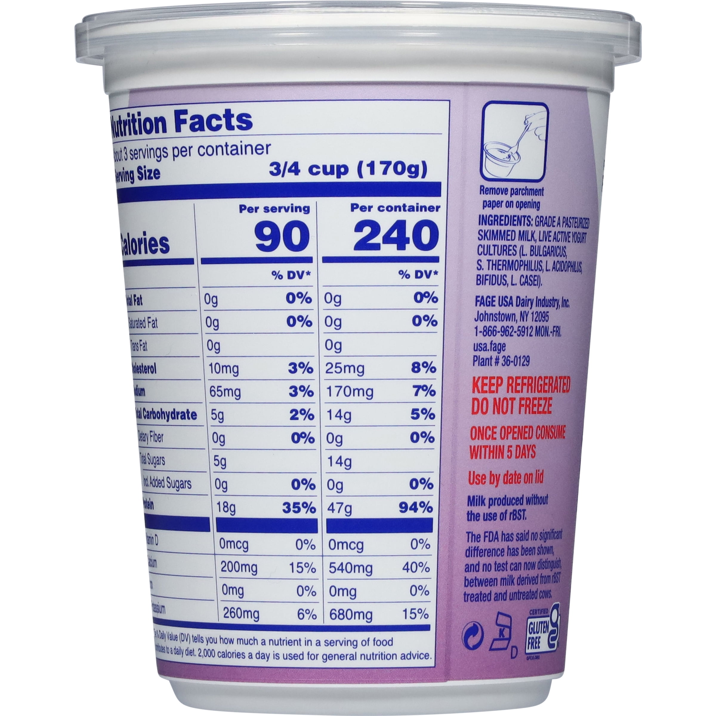 FAGE Total All Natural Nonfat Plain Greek Strained Yogurt, 16 oz