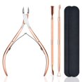 thumbnail image 1 of Cuticle Nippers, 4 in 1 Cuticle Grooming Kit with Cuticle Cutter, Professional Stainless Steel Manicure Pedicure Tools for Nails and Toenails (Rose Gold), 1 of 4