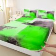 thumbnail image 3 of Manfei Modern Abstract Ombre Full Size Sheets, Green Rectangle Square Bed Sheets, Teens Kids Adult Sheet Sets, Lightweight Room Decor, 4-Piece, 3 of 7