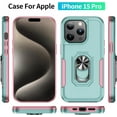 thumbnail image 6 of for iPhone 15 Pro Case,[Military-Grade Drop Protection] Shockproof Phone Case,15 Pro Case with Stand - Green+Pink, 6 of 12