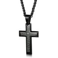 thumbnail image 2 of Jstyle Stainless Steel Black Cross Pendant Necklace for Men Lord's Prayer Necklace Heavy Wheat Chain 22 24 30 Inch, 2 of 7