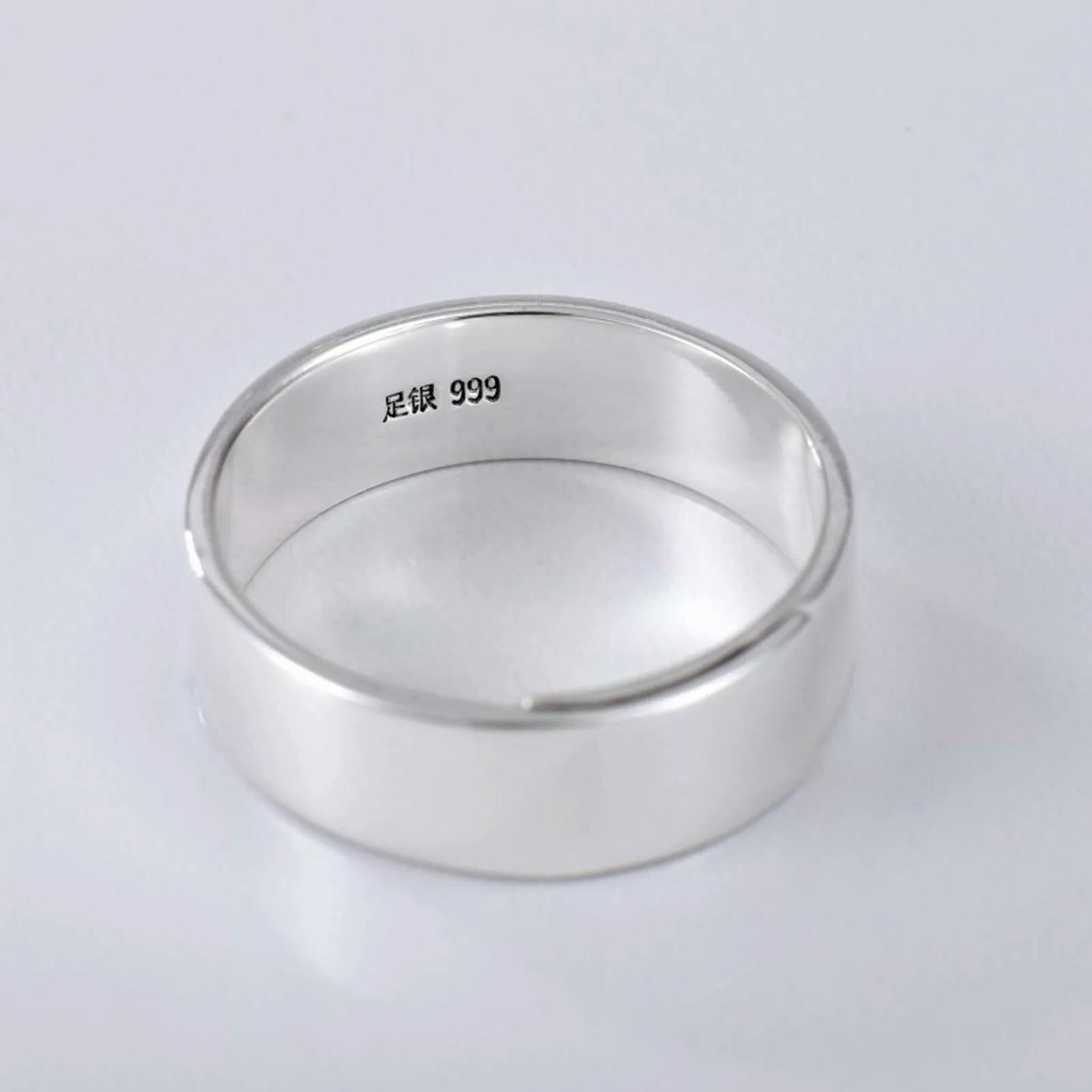 HOOUN Pure S999 Silver Band Men Women Gift Simple Glossy