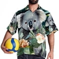 thumbnail image 4 of Koala Men's Short Sleeve Beach Shirts Poplin Spread Collar Tops Casual Printed Button Down Summer Unisex, 4 of 6