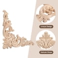 thumbnail image 4 of Uxcell 4Pack Wood Carved Appliques Unpainted Decorative Corner Flower Decals 15cm x 15cm, 4 of 5