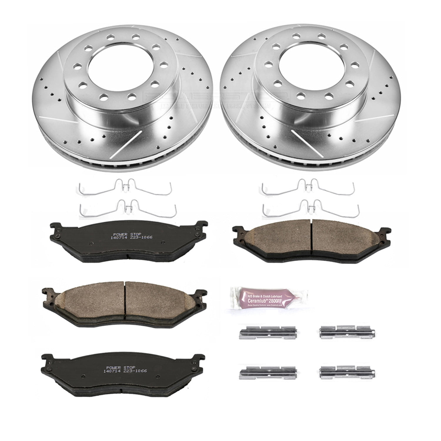 PowerStop Front Z23 Evolution Sport Carbon-Fiber Ceramic Brake Pad and Drilled & Slotted Rotor Kit Fits: FORD Select Models K5964
