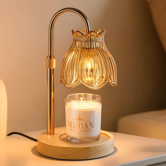 Maliowa Candle Warmer Lamp with Timer & Dimmer, Adjustable Height Electric Candle Warmer, Gift for Women, Birthdays & Housewarmings, Gold