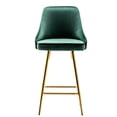 thumbnail image 3 of BTEXPERT upholstered Dining Bar Chairs Footrest High Back Counter Height Barstools Set of 2 stool Pack, Tufted Green Velvet Gold Frame 25" Modern Kitchen Island, 17.7D x 15.7W x 37H, 3 of 4