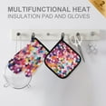 thumbnail image 4 of Yayeee Oven Mitts and Pot Holder Set of 2 Heat Resistant Kitchen Gloves Baking Hot Pad, Black Colorful Circles, 4 of 5