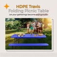 thumbnail image 2 of Hampden Furnishings Travis Collection Folding Picnic Table with Built-In Benches, UV-Resistant Outdoor Table, Portable & Sturdy with Umbrella Hole, Blue, 2 of 4