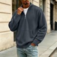 thumbnail image 2 of Thousandth Men's Half Zip Shirts Trendy Corduroy Pullover Tops Casual Long Sleeve with Kangaroo Pocket Everyday Sportswear, 2 of 8
